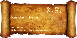 Kender Hunor névjegykártya